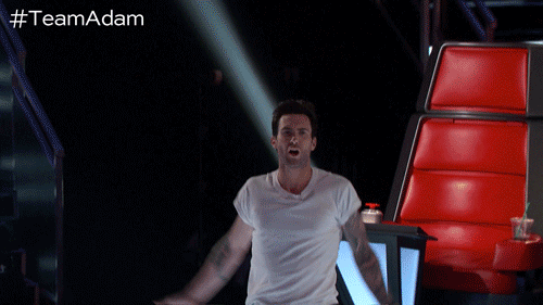an excited adam levine on the voice