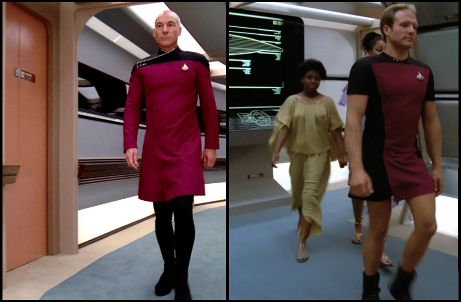 Patrick Stewart and crewpersons from "Encounter at Farpoint"