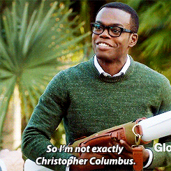 christopher columbus gif The Good Place: William Jackson Harpers guide to working with Kristin Bell