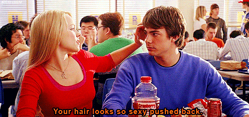 your hair looks so sexy pushed back mean girls gif Jonathan Bennett is still happy to talk about his bangs, is happier on the set of Cake Wars: CHAMPS