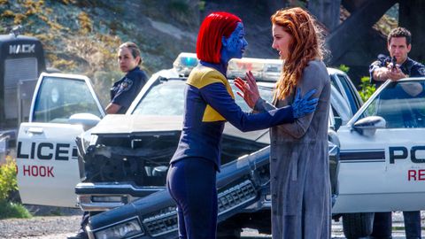 Jennifer Lawrence as Mystique/Raven, Sophie Turner as Jean Grey in X-Men Dark Phoenix