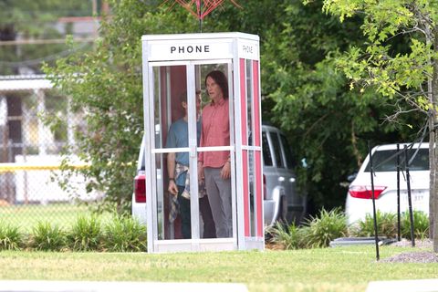 Alex Winter, Keanu Reeves film in phone booth for Bill and Ted 3