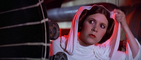 Carrie Fisher as Princess Leia in Star Wars Episode IV: A New Hope