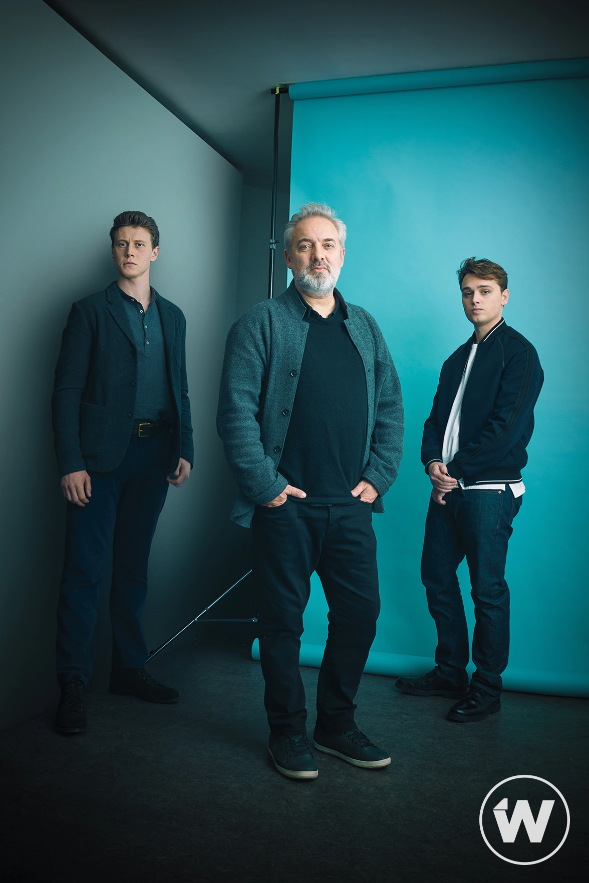 Sam Mendes, George MacKay and Dean-Charles Chapman, 1917